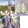 MosiMolly Cardigan Women Sweater Handmade Flower Sweater Cardigan Women Jumper Knitting Coats Outerwear 2021