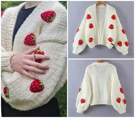 MosiMolly Cardigan Women Sweater Handmade Flower Sweater Cardigan Women Jumper Knitting Coats Outerwear 2021