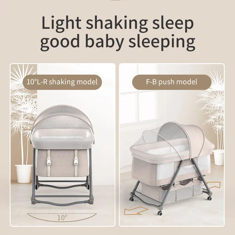 Movable crib foldable height adjustment stitching big bed baby cradle bed bb bed anti-spill milk portable