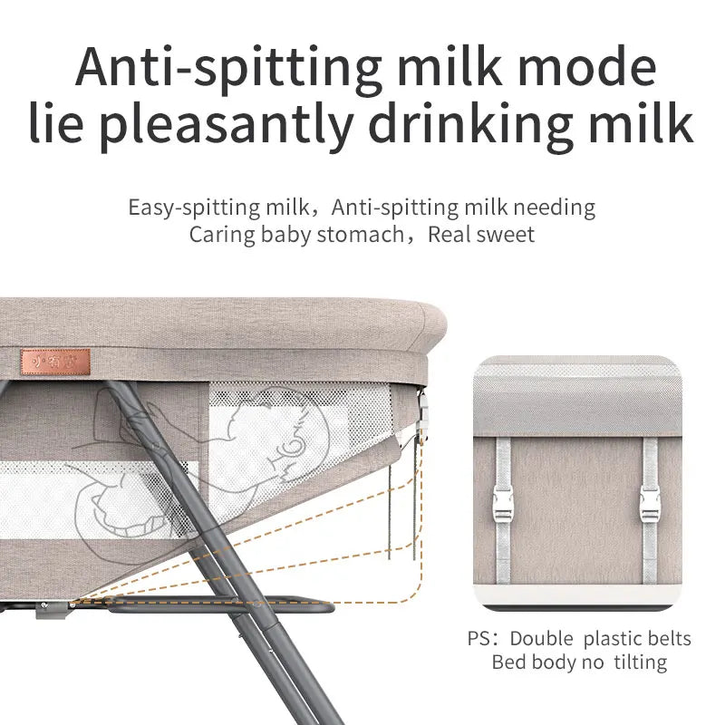 Movable crib foldable height adjustment stitching big bed baby cradle bed bb bed anti-spill milk portable