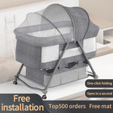 Movable crib foldable height adjustment stitching big bed baby cradle bed bb bed anti-spill milk portable