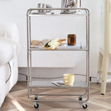 Multi-layer Metal Shelf Ins Modern Style Floor Removable Pulley Storage Rack Islands and Trolleys Rolling Storage Cart Kitchen