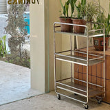 Multi-layer Metal Shelf Ins Modern Style Floor Removable Pulley Storage Rack Kitchen Islands and Trolleys Rolling Storage Cart