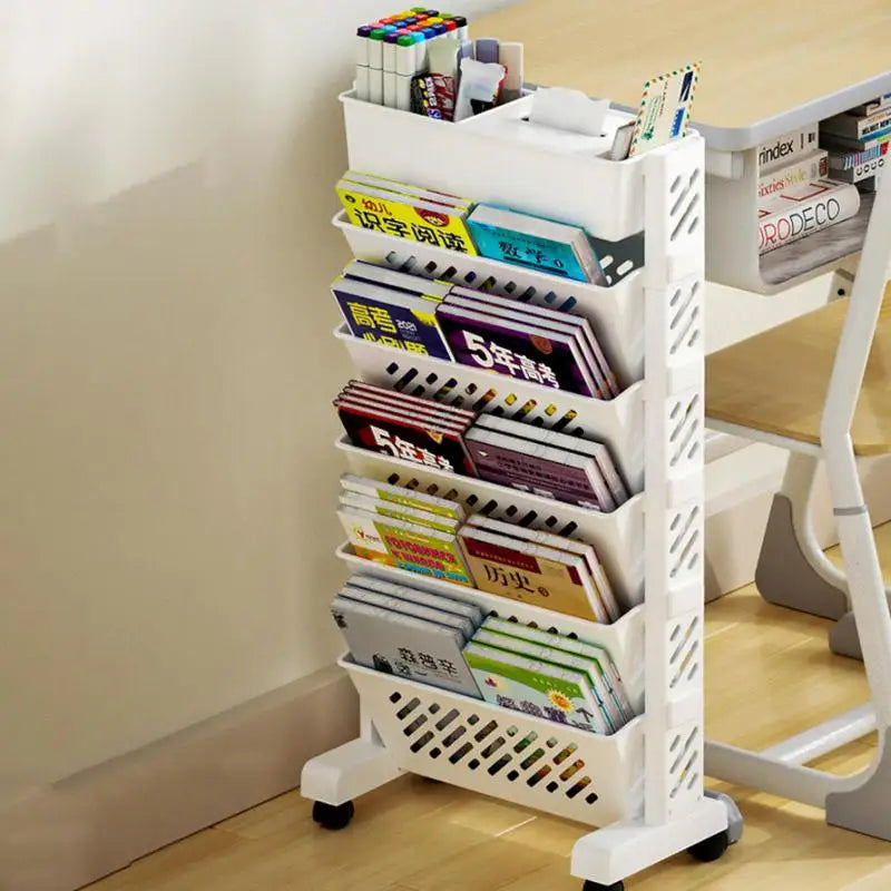 Multi-layer Mobile Bookshelf Student Book Removable Storage Shelf Desk Floor Bookcase Storage Rack Magazine Snacks Organizer