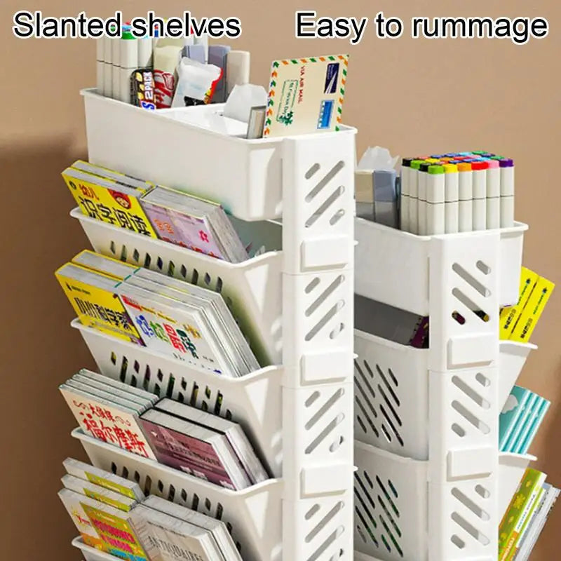 Multi-layer Mobile Bookshelf Student Book Removable Storage Shelf Desk Floor Bookcase Storage Rack Magazine Snacks Organizer