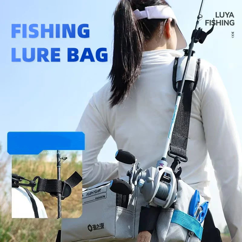 Multifunction Fishing Bag Boxes Lure Rod Storage Box Men's Outdoor Crossbody Shoulder Handbag Carp Fish Pole Hanging Waist Pack