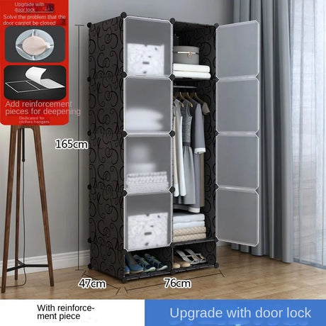 Multifunction Home Bedroom Furniture Wardrobe Folding Storage Dressing Clothe Cabinet Cloth Partition Rack Plastic Free Shipping