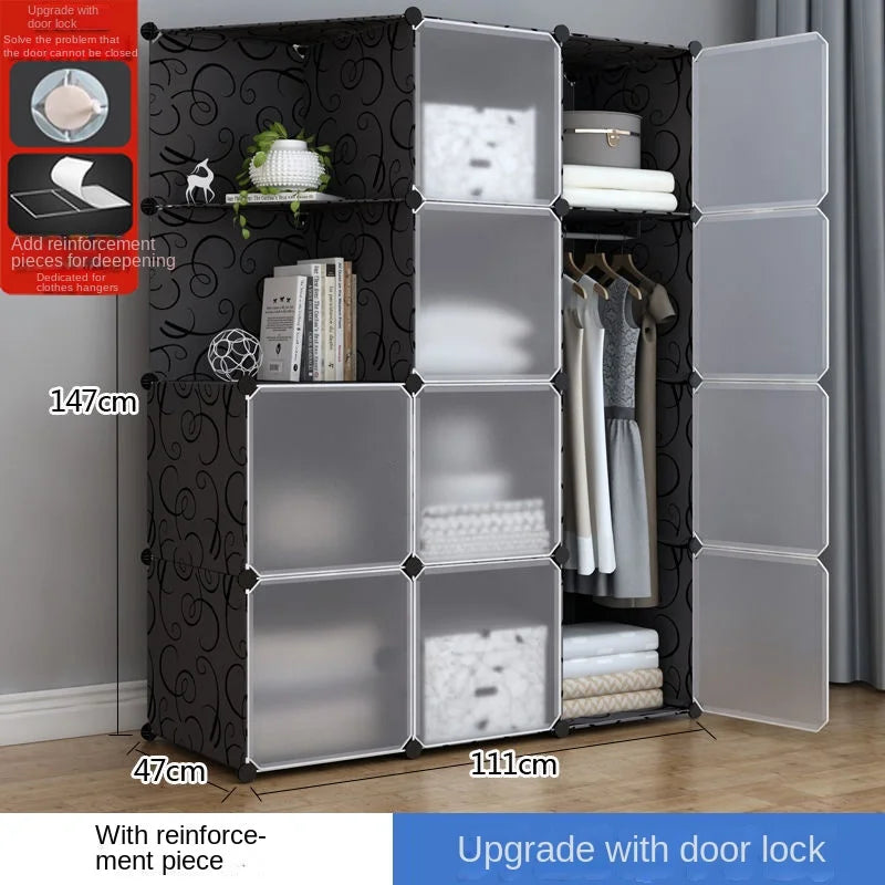 Multifunction Home Bedroom Furniture Wardrobe Folding Storage Dressing Clothe Cabinet Cloth Partition Rack Plastic Free Shipping