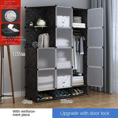 Multifunction Home Bedroom Furniture Wardrobe Folding Storage Dressing Clothe Cabinet Cloth Partition Rack Plastic Free Shipping