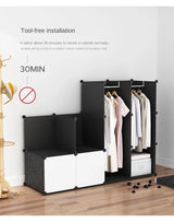 Multifunction Home Bedroom Furniture Wardrobe Folding Storage Dressing Clothe Cabinet Cloth Partition Rack Plastic Free Shipping