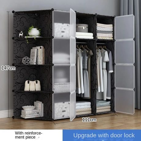 Multifunction Home Bedroom Furniture Wardrobe Folding Storage Dressing Clothe Cabinet Cloth Partition Rack Plastic Free Shipping