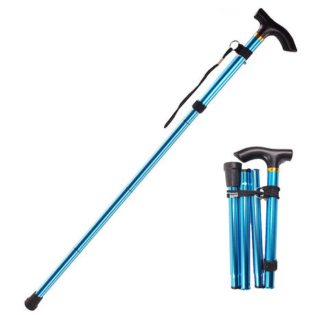 Multifunction Walking Stick Trekking Poles Telescopic Fold Crutches Hiking Stick Crutch Elderly Metal Stick Walking Cane Outdoor