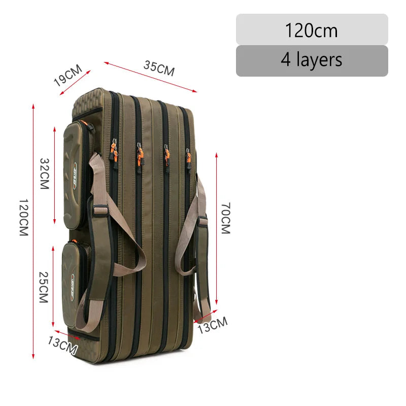 Multifunctional Fishing Rod Bag 2/3/4 Layers 80CM-130CM Fishing Tackle Bags 1680D Oxford Fishing Reel Gear Storage Case XA139G