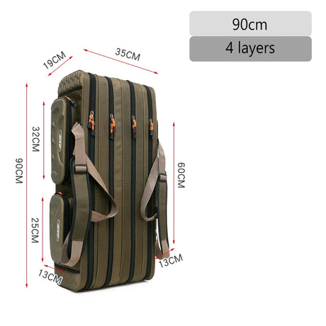 Multifunctional Fishing Rod Bag 2/3/4 Layers 80CM-130CM Fishing Tackle Bags 1680D Oxford Fishing Reel Gear Storage Case XA139G