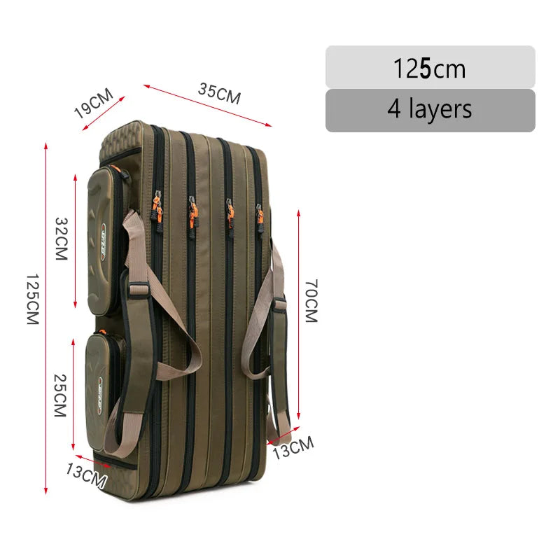 Multifunctional Fishing Rod Bag 2/3/4 Layers 80CM-130CM Fishing Tackle Bags 1680D Oxford Fishing Reel Gear Storage Case XA139G