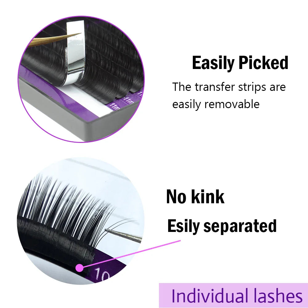 NAGARAKU 50cases bulk purple one length mink eyelash extension false eyelashes individual classic eyelashes premium makeup tool