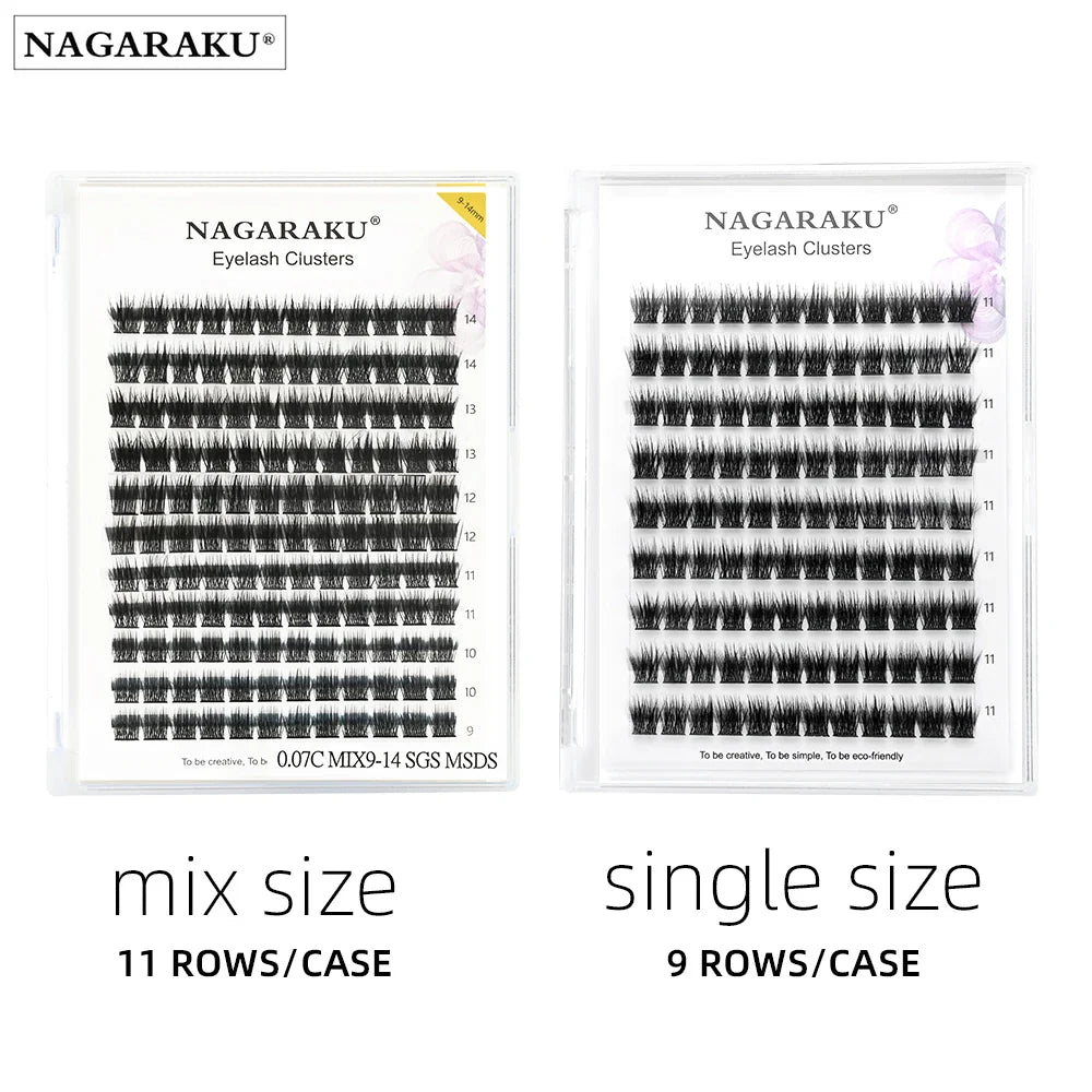 NAGARAKU DIY  Cluster Eyelash Extension Dovetail Segmented Lashes Volume Natural Lighter Bundles Makeup Tools Halloween