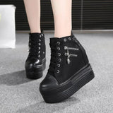 NEW Classic Hidden Heels Platform Sneakers Women's Breathable Wedge Canvas Shoes Woman Casual Ladies Boots Autumn Zapatos Mujer