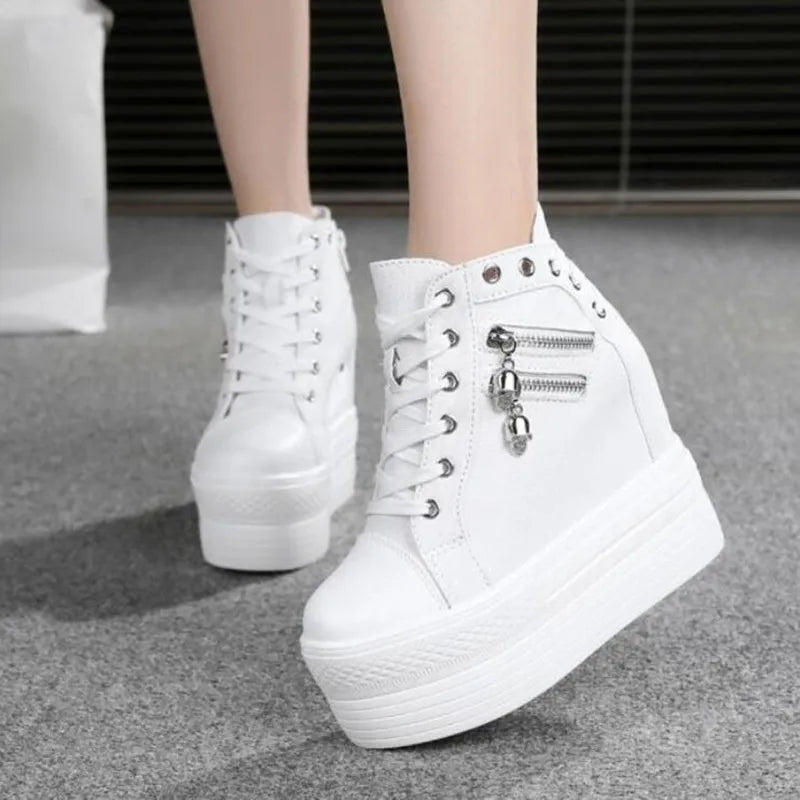 NEW Classic Hidden Heels Platform Sneakers Women's Breathable Wedge Canvas Shoes Woman Casual Ladies Boots Autumn Zapatos Mujer