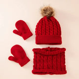 NEW Cotton Winter Solid Color Hat Scarf Gloves Set Children for Kids 0-3 Years Boys Girls