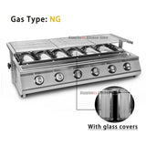 NG/LPG BBQ Grill 6 Infrared Burners Smokeless Stainless Steel Roast Stove With Covers Outdoor Grill for BBQ Cookware