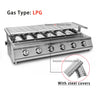 NG/LPG BBQ Grill 6 Infrared Burners Smokeless Stainless Steel Roast Stove With Covers Outdoor Grill for BBQ Cookware