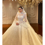 NS4714 Amanda Novias Puffy Flor Sleeves Lace Luxury Wedding Dress