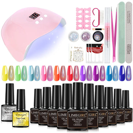 Nail Art Kit Acrylic Manicure Kit UV LED Light Dryer with Nail Polish Polishing Set Soaking Nail Tools Set Nail Tools Poly Nail