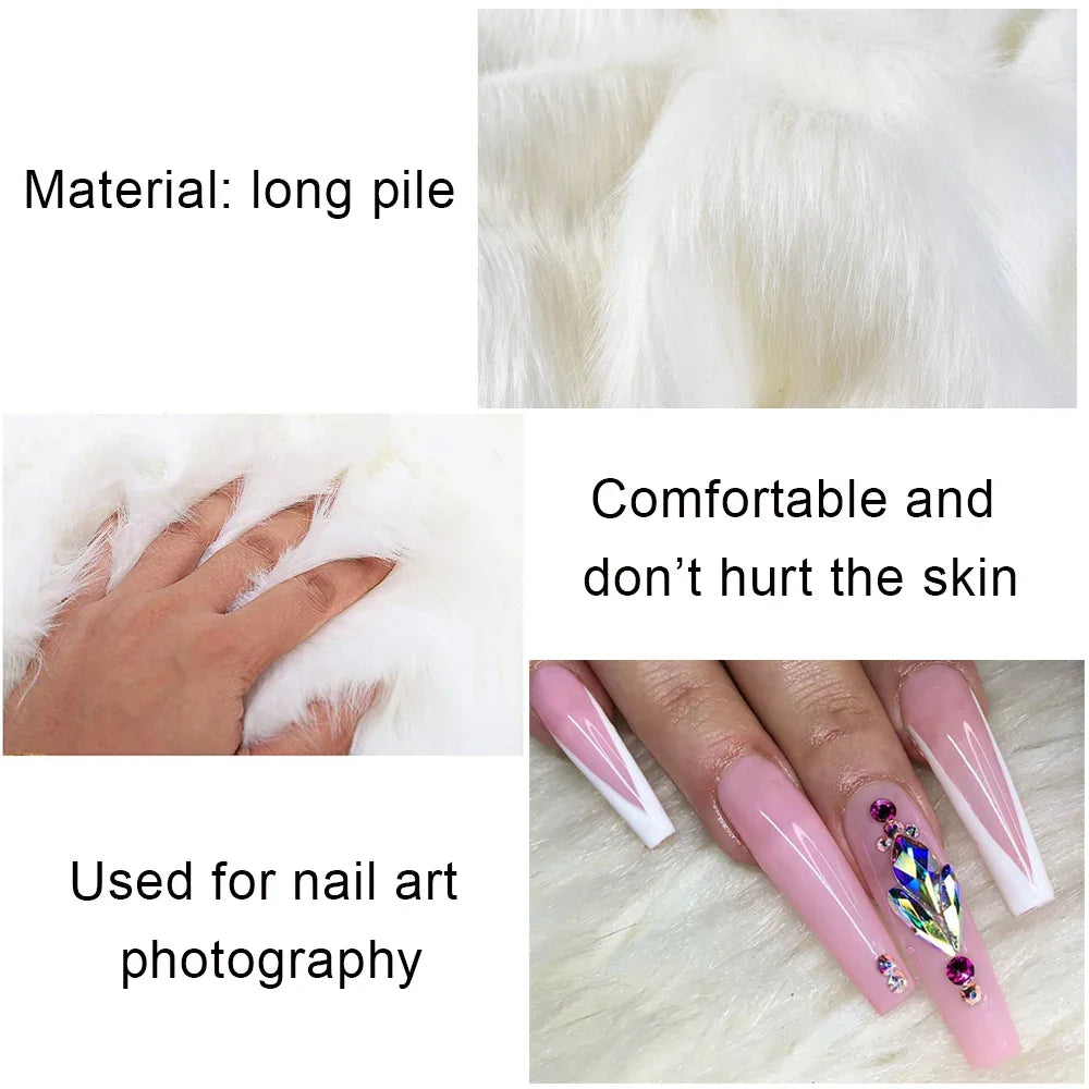 Nail Photo Background Nail Art Soft Fur Table Mat Salon Manicure Practice Cushion Foldable Washable Hand Rest Pad Nail Supplies