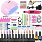 Nail Set Acrylic Manicure Kit UV Lamp Dryer With Nail Gel Polish Kit Soak Off Manicure Tools Set Electric Nails Drill Nail Tools