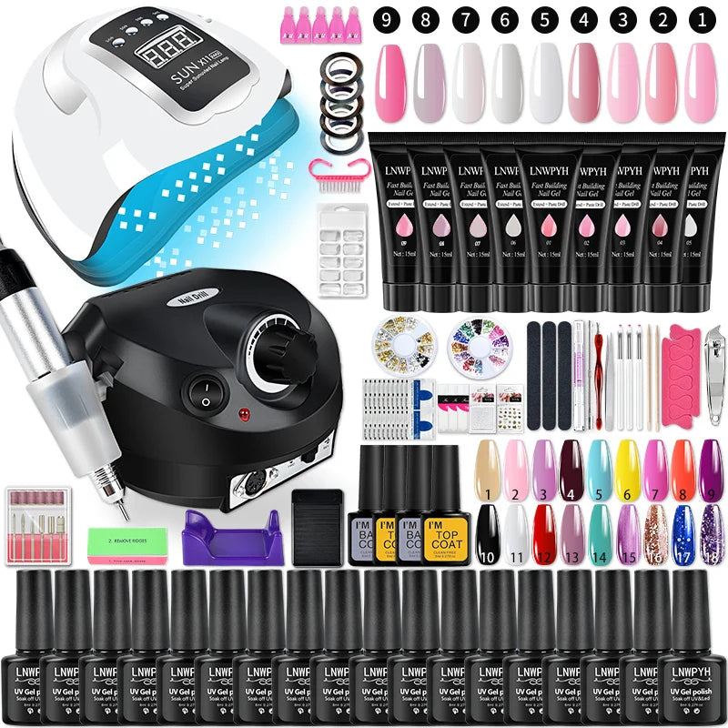 Nail Set Gel Nail Polish Set With UV LED Lamp Dryer Semi Permanent Gel Varnish Set Professional Nail Art Tools Kit Manicure Set