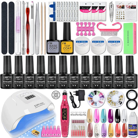 Nail Set Gel Nail Polish Set With UV LED Lamp Dryer Semi Permanent Gel Varnish Set Professional Nail Art Tools Kit Manicure Set