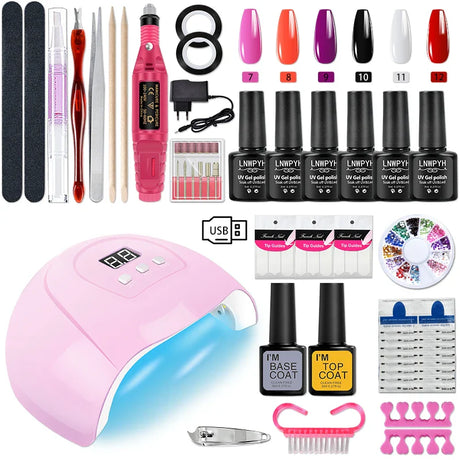 Nail Set Gel Nail Polish Set With UV LED Lamp Dryer Semi Permanent Gel Varnish Set Professional Nail Art Tools Kit Manicure Set