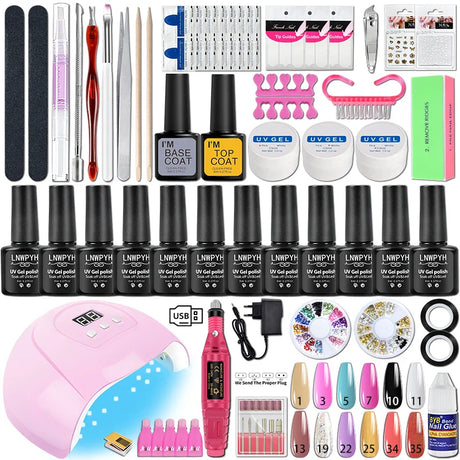 Nail Set Gel Nail Polish Set With UV LED Lamp Dryer Semi Permanent Gel Varnish Set Professional Nail Art Tools Kit Manicure Set