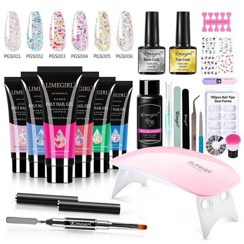 Nail Set With Nail Lamp Nail Dryer Nail Drill Machine Manicure Set Kit Poly Nail Gel Kit Polish Set Soak-off Nail Art Tools Sets