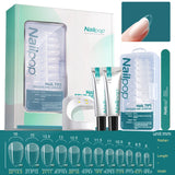 Nailpop Nail Tips and Glue Gel Nail Kit Fast Nail Extension Set with Soft Gel UV Lamp 600Pcs Semi Matte Nails and Files Tools