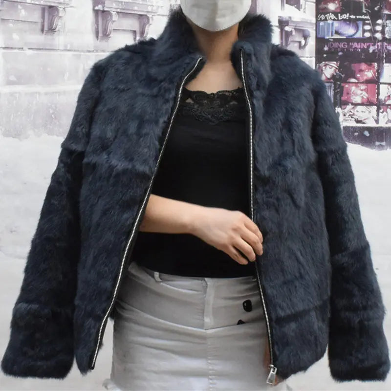 Natural Rabbit Fur Coat Women Winter Jacket Real leather and fur promotion clothing Female On Offer With Free Shipping 2023 Cold