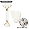 Natural Rose Quartz Jade Roller Gua Sha Set Facial Body Massager Roller Jade Stone Massage Set Face Lifting Beauty Massage Tools