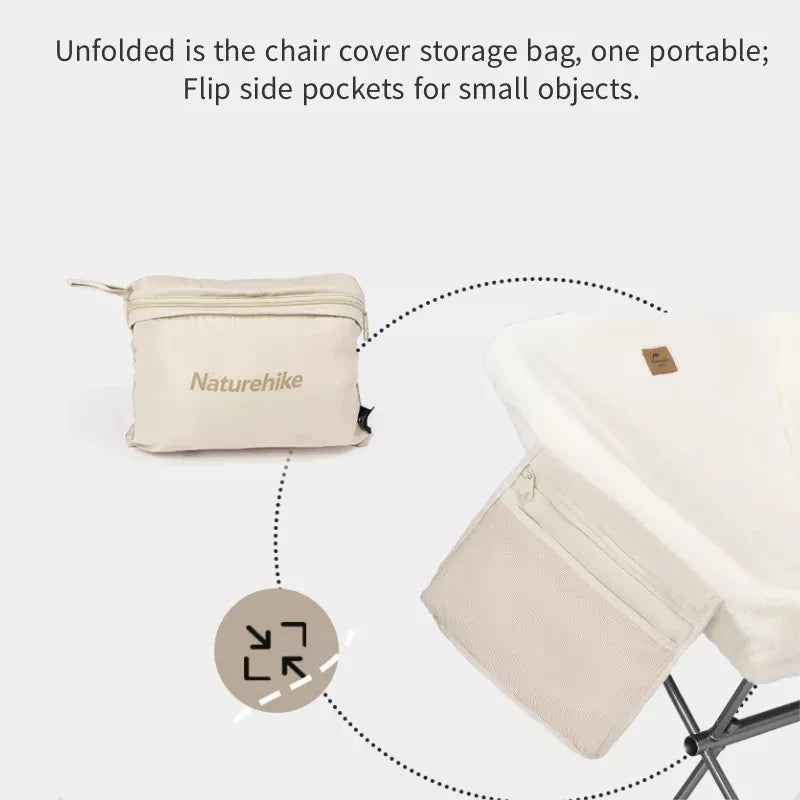 Naturehike Outdoor Camping Moon Chair Cover Portable Cozy Cashmere Thermal Chair Cover Removable For Cleaning (Without Chairs)