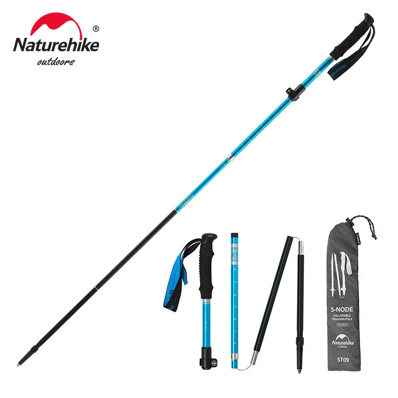 Naturehike Trekking Poles ST09 Collapsible Hiking Stick Five-section Folding Sticks Lightweight Walking Sticks Climbing Stick