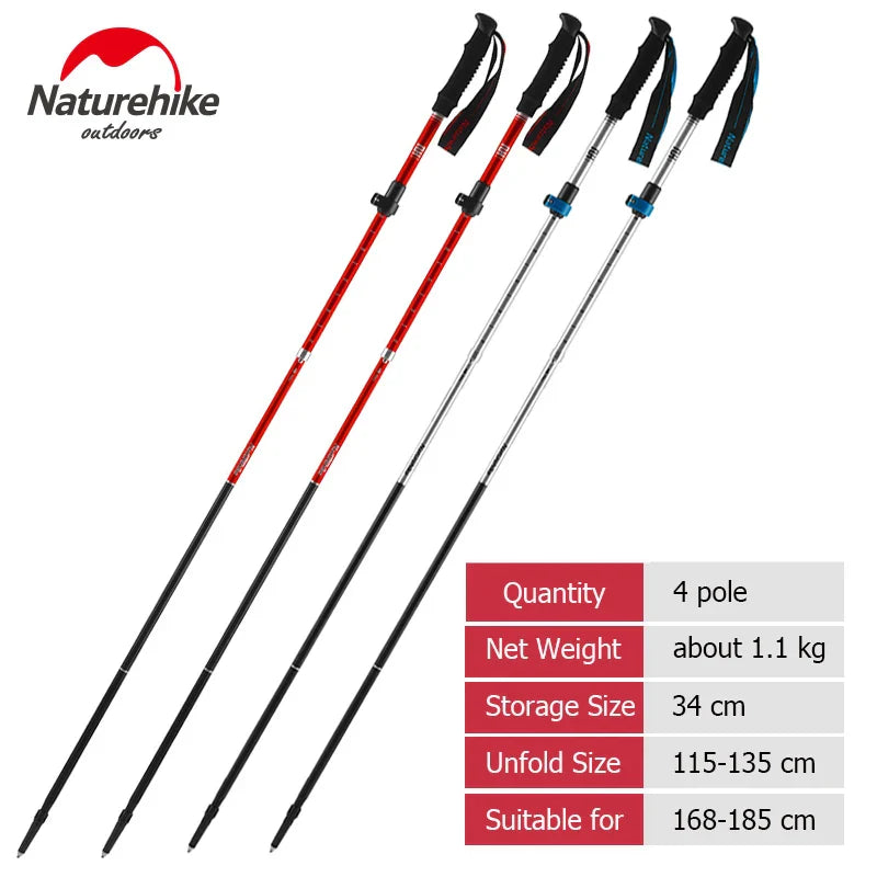 Naturehike Trekking Poles ST09 Collapsible Hiking Stick Five-section Folding Sticks Lightweight Walking Sticks Climbing Stick