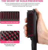 Negative ion Hair Straightener Brush, Anti-Scald Portable hot Hair Styling Tools appliances Comb for Natural Thick Hair Women