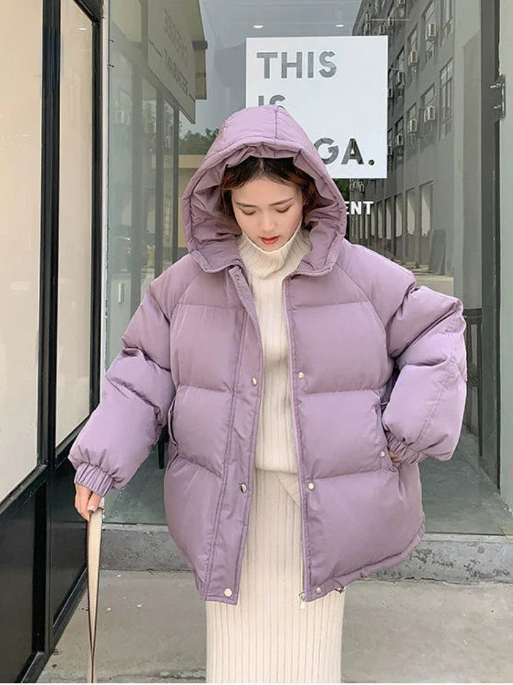 New 2020 Women Short Jacket Winter Thick Hooded Cotton Padded Coats Female Korean Loose Puffer Parkas Ladies Oversize Outwear