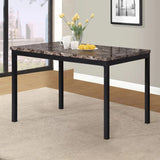 New 2023 Roundhill Furniture Noyes Metal Dining Table with Faux Marble Top