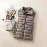 New 2023 Women Women Ultra Light Down Vests Slim Sleeveless Jacket Portable Girl Lightweight Windproof Waistcoat