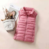 New 2023 Women Women Ultra Light Down Vests Slim Sleeveless Jacket Portable Girl Lightweight Windproof Waistcoat