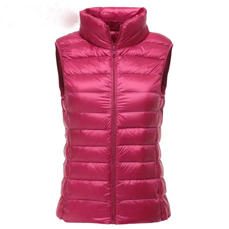 New 2023 Women Women Ultra Light Down Vests Slim Sleeveless Jacket Portable Girl Lightweight Windproof Waistcoat