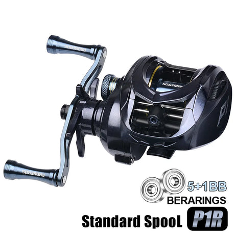 New 2024 5+1BB Magnetic Brake System Baitcasting Fishing Reel Gear Ratio 7.2:1 Left/Right Handed Ultra Light Fishing Wheel