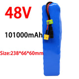 New 48V 100000mAh 1000w 13S3P XT60 48V Lithium ion Battery Pack 100Ah For 54.6v E-bike Electric bicycle Scooter with BMS+charger