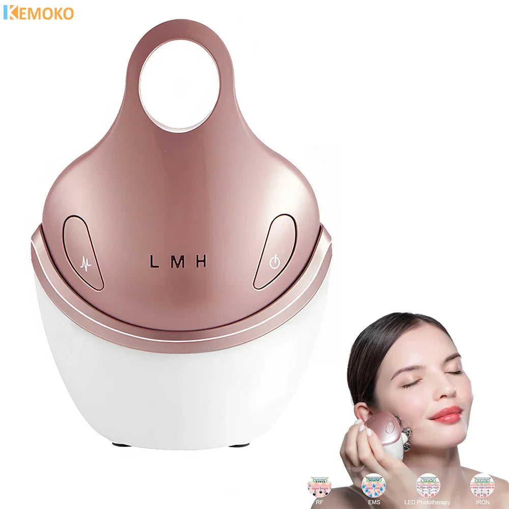 New  5 IN 1 RF Facial Massager Massage Head  EMS Home Use Facial Device Cream Light Therapy Anti Aging Wrinkle Beauty Apparatus